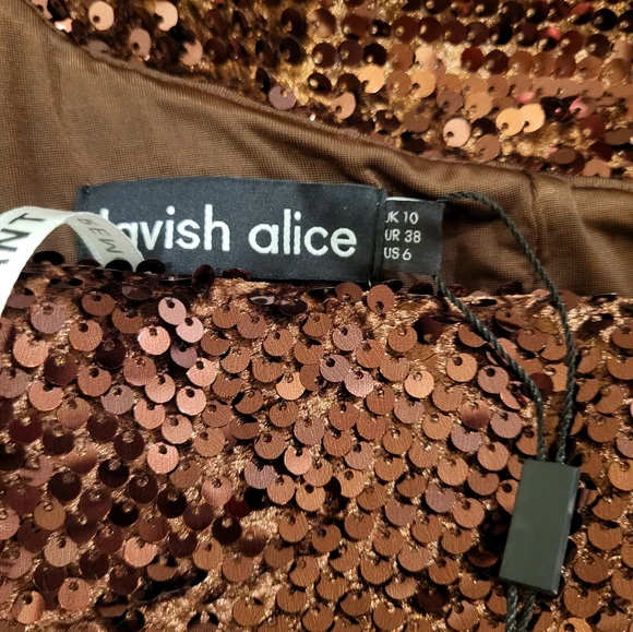 Lavish Alice maya velvet sequin asymmetric mini dress in chocolate - Picture 3 of 8